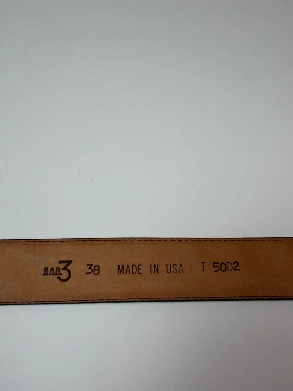 NWT Bar III Made in USA Leather Belt Size 38 Brown Brass Buckle Vintage Classic